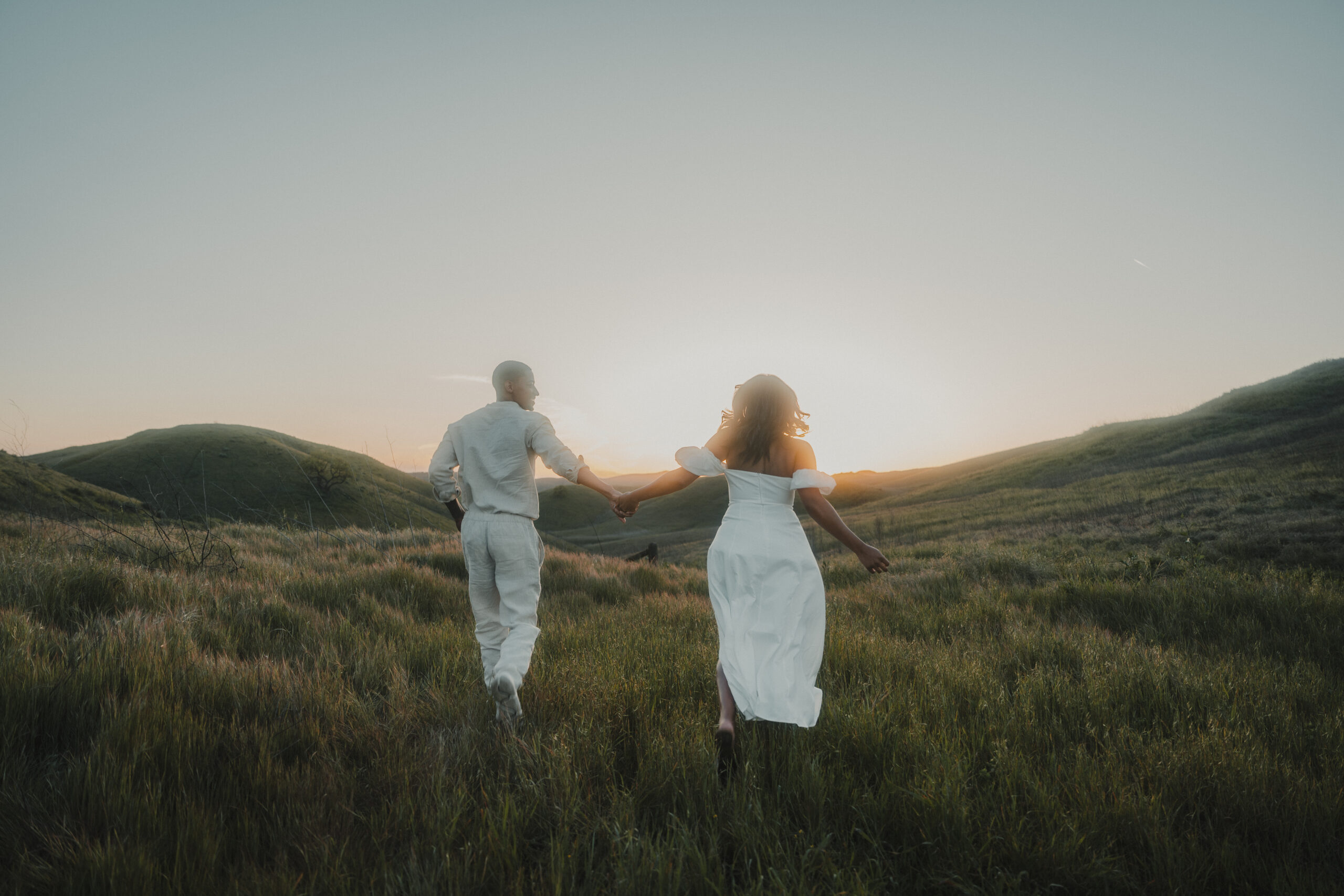 Los Angeles engagement session in an open field